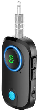 Bluetooth 5.3 Sender Klinke, 2 in 1 Airfly Bluetooth Audio Adapter Transmitter Empfänger, Low Latency Audio Kopfhörer Splitter für 2 Kopfhörer, TV Flugzeug Auto Stereoanlage 3.5mm AUX/RCA Plug & Play