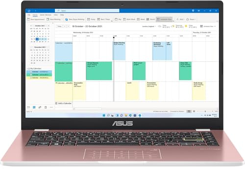 ASUS Vivobook 14 E410KA | 14 Full HD Laptop | Intel Celeron N4500 | 4GB RAM | 128GB eMMC | Windows 11 S Mode | Pink (Renewed)