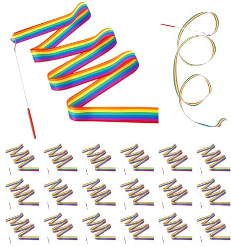PORFOYO 18 Stück Tanzbänder,Gymnastikband mit Stab 2M,Rhythmische Sportgymnastik Band,Lange Dance Ribbons,Schwungband Wirbelband,Tanzen Streamer Tanzband Luftschlangen für Gym Karnevalsshow