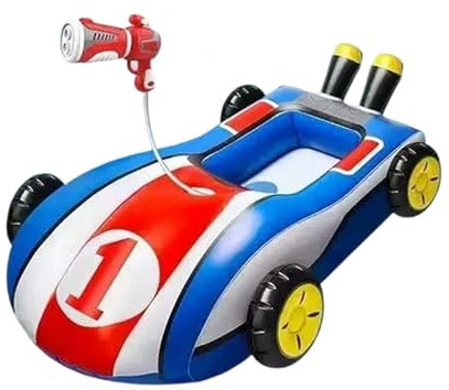 Bouée Enfant Voiture avec Pistolet à Eau Intégré, Flotteur de Piscine Gonflable en PVC Épaissi, Bateau de Natation Stable pour Garçons Filles, Cadeau d'été pour Plage et Fête