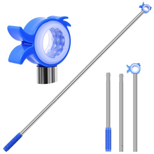 Window Pole Opener, 80-120cm Adjustable Stainless Steel Opener Rod for Skylight Roof Windows & Blinds, Button-Lock Multi-Part Loft Hatch Pole with Anti-Slip Handle(Duck-Shaped)