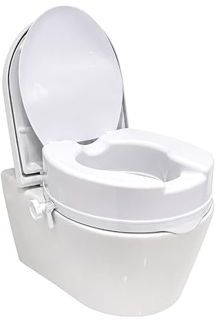 Orvian Elevador WC de 15 cm para Adultos Con Tapa. Asiento Elevador Inodoro Universal. Alzador de WC con Bloqueos Laterales, Seguro y Fácil de Instalar. Personas Mayores y Movilidad Reducida
