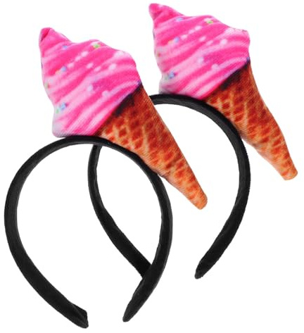 Luxshiny 2 Stück pack Festliche Haaraccessoires für Damen Eiscreme Stirnbänder aus Gewebe Dekorative Eistüten Haarbänder für Kostümpartys und Festival Spaß