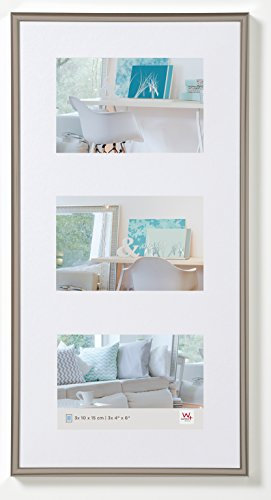 walther design Bilderrahmen stahl 3x 10x15 cm Galerie mit Passepartout, New Lifestyle Kunststoffrahmen KV315D