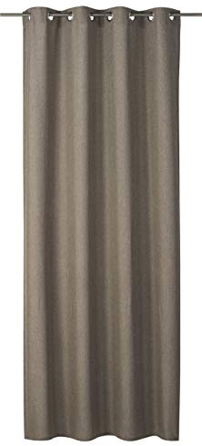 Elbersdrucke blickdichter Ösenschal Lino 06 braun 255x140 cm Vorhang für Wohnzimmer Schlafzimmer Flur Gardine Uni Vorhang Ösen leinenartige Oberflächenstruktur 186517