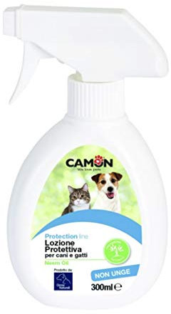 CAMON | Lozione Protettiva Olio di Neem per Cani e Gatti, Effetto Barriera, Lenisce e Purifica la Cute Irritata, Non Unge, 300ml