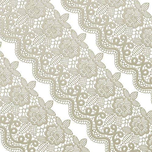 Musykrafties Large Pre-Made Ready to Use Edible Cake Lace Floral Medallion Scallop Ivory White 14-inch 20-piece Set