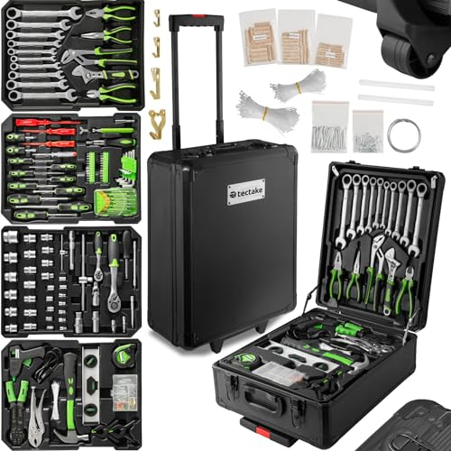 TecTake 899 SET DI ATTREZZI TROLLEY VALIGIA ALLUMINIO PORTATTREZZI PORTA UTENSILI CASSETTA