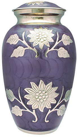 Cremation Urn for Adult Human Ashes – Elegant Aluminium Metal Funeral Vessel – Memorial Container Holds Body Ashes up to 90kg or 14 Stone (Purple)