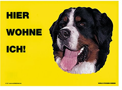 Schecker Berner Sennenhund Warnschild - Warnschilder Hund - Hier wohne ich - 20 x 28 cm - viele Rassen