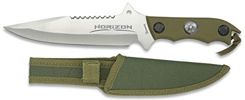 Albainox - 32104, Horizon, coltello con lama da 18 cm, per la caccia, la pesca, il campeggio, le attività all’aperto e di sopravvivenza e il bushcraft, con portabottiglie