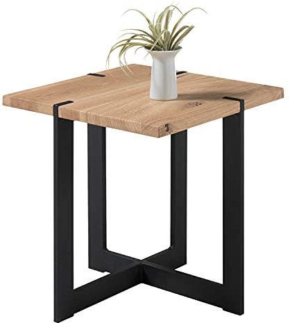 Beistelltisch Wohnzimmertisch | Eichenholz massiv | Metall | BxHxT: 45x50x45 cm