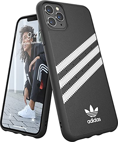 adidas Phone Case Compatible with iPhone 11 Pro Max Case, Originals Moulded TPU Three Stripes Protective Phone Cover, Black and White