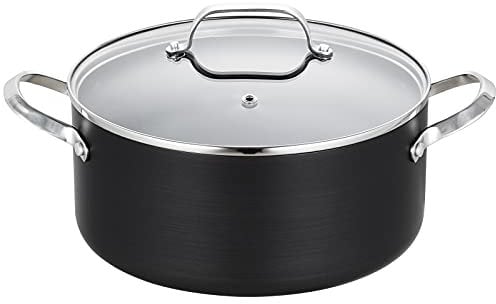 EPPMO Suppentopf mit Deckel, harteloxiert, antihaftbeschichtet, Edelstahlgriff, 5 l