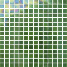 Cottoceram, Mod. Musgo. Mosaico vítreo Iridiscente en 2x2cm. Mallas de 30,5x33cm. para Piscinas, baños o Decoraciones.