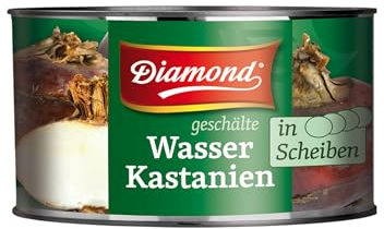 DIAMOND Wasserkastanien in Scheiben, essbare Kastanien für Suppen, Currys und Wok Gerichte - 12 x 227 g
