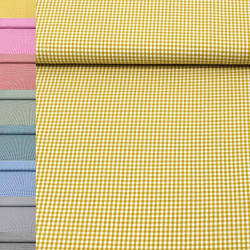 MAGAM-Stoffe Mona Vichy-Karo klein Baumwollstoff Oeko-Tex Meterware 50cm (02. Ocker)