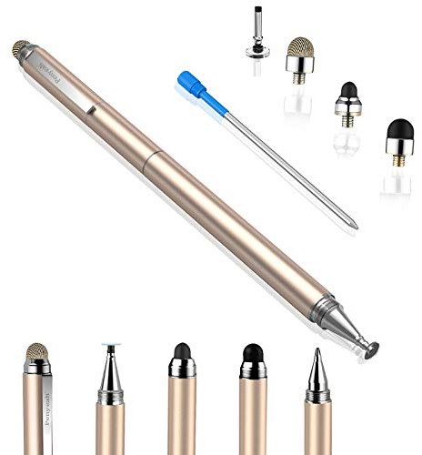 KEEPXYZ Stylus Pen, 4 in 1 Disc Stylus Pens for Touch Screens, High Precision and Sensitivity Universal Capacitive Stylus, Stylist for Tablets,iPhone,iPad,Laptops with 4 Replacement Tips - Black