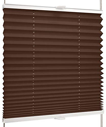 SchattenFreude Basic Klemmfix-Plissee für Fenster | Mit Klemm-Haltern | Ohne Bohren | Braun, Breite: 60cm x Höhe: 130cm