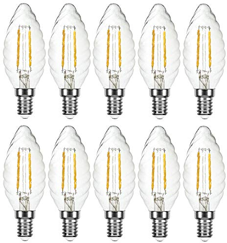 NCC-Licht 10x LED Filament Leuchtmittel Kerze gedreht 4W = 40W E14 klar warmweiß 2700K DIMMBAR