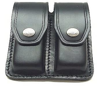 VEGA HOLSTER 1P03 PORTA CARICATORE CINTURA DOPPIO BIFILARE IN PELLE NERO BIANCO (NERO)