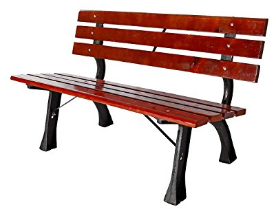 INDA-Exclusiv Massivholz Parkbank aus Eisen Gartenbank Sitzbank Farbe Braun/Schwarz 120 x 56 x 70 cm