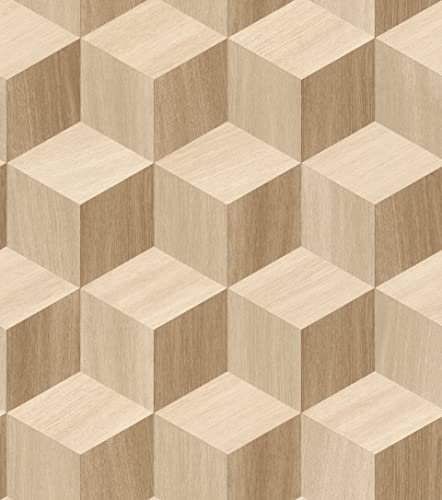 Rasch 833737 Papier peint intissé Motif géométrique effet 3D Beige 10,05 x 0,53 m