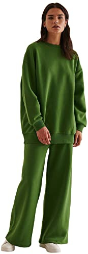 NA-KD Pantalones Deportivos Anchos orgánicos para Mujer, Verde (Forest Green), M