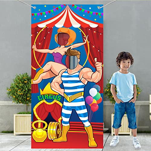 CHUYE Karneval Zirkus Party Dekorationen Karneval Party Banner Karneval Foto Tür Banner Hintergrund Requisiten, Groß Stoff Foto Tür Banner für Karneval Zirkus (Hercules)