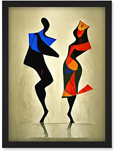 Doppelganger33 LTD Abstract Modern Painting Of Two Figures Dancing Artwork Framed Wall Art Print A4