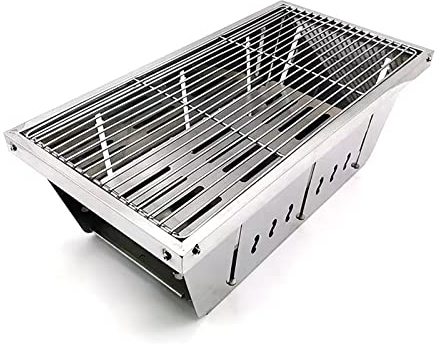 Campingkocher Holzofen,Multifunktionales Grillnetz Mit Aufbewahrungskoffer,Holzvergaser Outdoor für Outdoor Camping Picknick BBQ,Silver,43 * 22 * 2CM