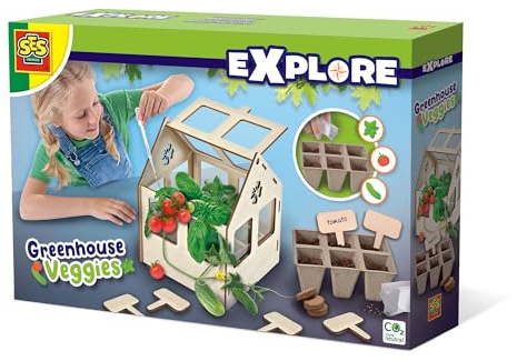 SES Creative 25203 Gewächshaus mit Gemüse - Pädagogisches Gartenbaukit für Kinder