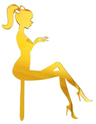 rockible Birthday Cake Decoration with Girl, Golden