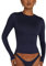 OYIGELZ Women's Basic Long Sleeve Shirt Crop Top Y2K T-Shirt Slim Fit Casual Tee Tops Streetwear(Tibetan Blue-a,S)