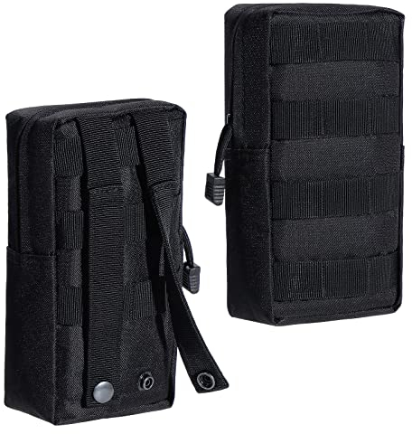 Kyrio 2 Stück Molle Taktische Tasche, Wasserdicht, EDC Tasche, Tragbarer Rucksack, Kleiner Rucksack, Militärischer Hüfttasche, Zubehörtasche für Outdoor Wandern Camping (Schwarz)
