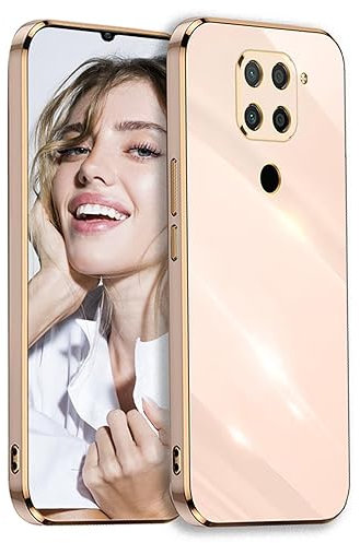 POUHYE Funda para Xiaomi Redmi Note 9 Carcasa Silicona, Protección Cámara Ultra Fina Galvanizado Suave TPU Bumper Resistente Antigolpes Móvil Case para Xiaomi Redmi Note 9 Rosa