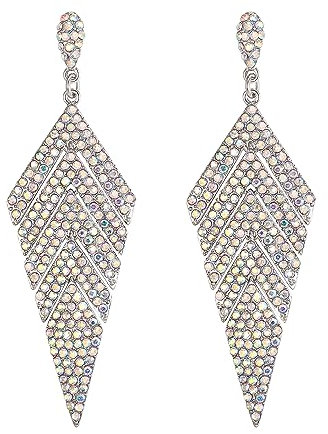 EVER FAITH Señoras cristal fiesta novia rombo largo araña pendientes colgantes, Cristal
