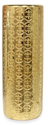 ZOEJADE Glänzender Luxus-Stil Keramik Schirmhalter Schirmständer XL Vase für Aufbewahrungsstöcke Gehstöcke Golf Regenschirm Schläger Eingang Innen 61 cm hoch Golden