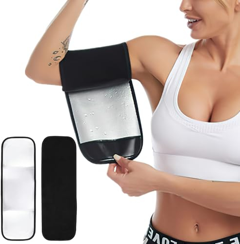 Ownkim 2 Stück Sauna Armband Verstellbares Arm Band, Arm Fitness, Arm Bänder, Elastisches Armband für Sport Fitness Frauen Männer Schwarz Sauna Armband Adjustable Arm Belt