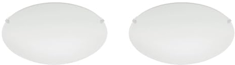 EGLO Deckenlampe Mars, 1 flammige Wandleuchte, Deckenleuchte aus Stahl, Farbe: Weiß, Glas: Weiß satiniert, Fassung: E27 (Packung mit 2)