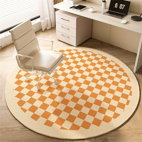 Highdi Teppich Rund Modern rutschfest Klassisch Moderne Schlafzimmer Teppiche, Innenbereich Runder Teppich fürs Wohnzimmer, Flur Kinderzimmer Büro (140cm,Schachbrett)