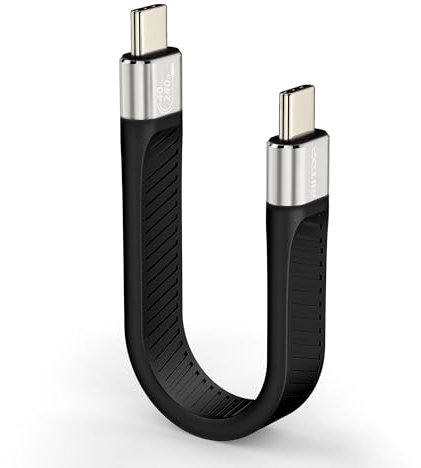 RIITOP USB4 C Cable Short [5inch, Flat], 40G USB C to C Cable 240W Fast Charging, 8K@60Hz Video for iPhone 15 Pro Max, iPad, Thunderbolt 4/3, External SSD, eGPU and More USB-C Device