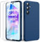 Byvuwiay Funda Compatible con Samsung Galaxy A55 5G, con 2 Piezas Cristal Templado, Carcasa de Líquida TPU Anti-Choque, Carcasa Samsung Galaxy A55 5G, Blau
