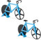 Relaxdays 2 x Fahrrad Pizzaschneider, lustiger Pizzaroller mit Schneiderädern aus Edelstahl, Cutter für Pizza & Teig, blau