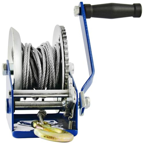 Husar Winch Cabrestante Manual de 3500 lbs | 1587 kg Con Cable de Acero De 10 metros, Fabricado En Acero Inoxidable, Freno de Trinquete, De Simple Efecto, Para Barcos, Remolques, Industria