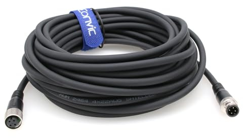 Eonvic Industrielles Sensorkabel, 10 m, M12 A-Code, 4-polig, Stecker auf Buchse, Cat-6-Ethernet, Profibus-kompatibel