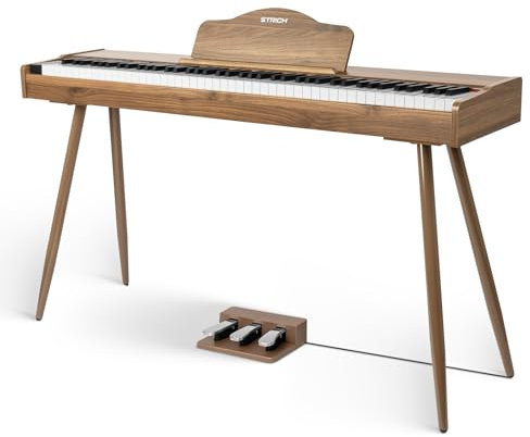 STRICH Digital Piano 88 Keys, Hammer-Action Weighted Keyboard, Full size Electric Piano Keyboard with Stand, 25Wx2 Speakers, Supports USB-MIDI/Wireless Connecting SDP-300S (Color Walnut Wood)