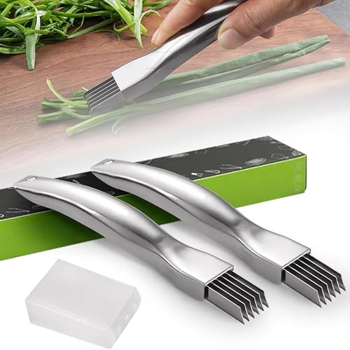 BSOON Edelstahl Spring Onion Slicer, Multifunktionales Zwiebelmesser mit Shred Silk Messer, Zerkleinerung Cutter für Haushalt und Lebensmittel
