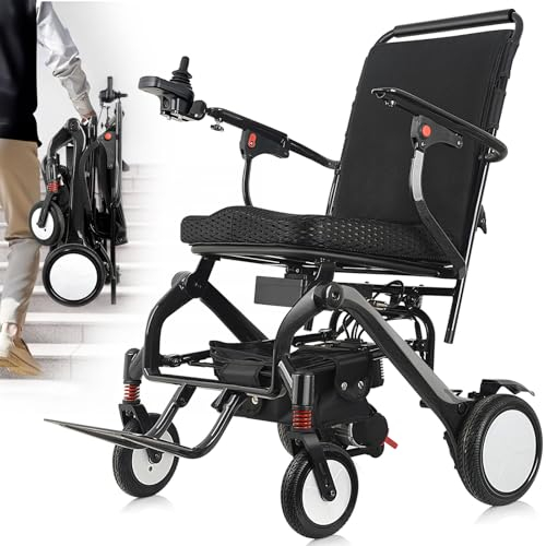 Tripaide 17.5KG Elektro Rollstuhl Ultraleicht Carbon faltbar Tragfähigkeit 120KG, 24KM Leichte Faltbare Elektrorollstuhl, Elektrischer Rollstuhl Mit Aufbewahrungstasche
