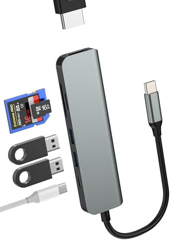 USB C Hub USB 3.0 HDMI SD Micro SD Typ C Multiport Docking Station (6in1) für Apple iPhone15Pro MacBook für iPad Adapter OTG Kabel Kartenleser Multiport kompatibel für Samsung Card Reader
